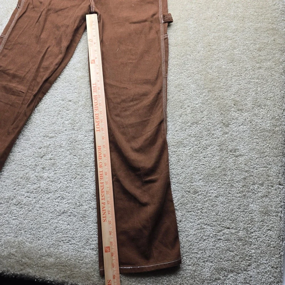 Dickies Brown Carpenter Pants White Contrast Stitch Utility Workwear Size 5/27 - Picture 11 of 11